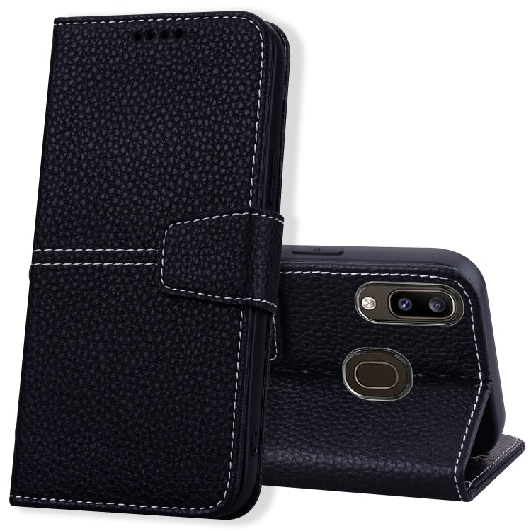 For Samsung Galaxy A20 / A30 Litchi RFID Leather Phone Case