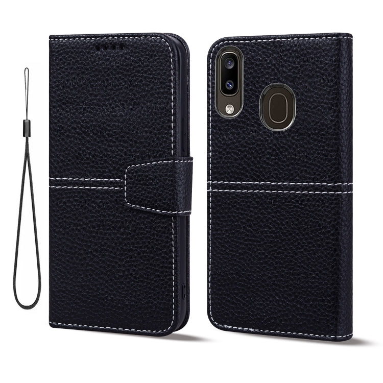 For Samsung Galaxy A20 / A30 Litchi RFID Leather Phone Case