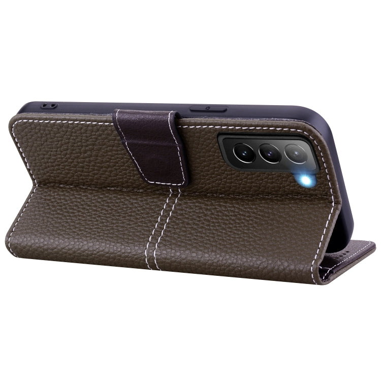 For Samsung Galaxy S21 5G Litchi RFID Leather Phone Case