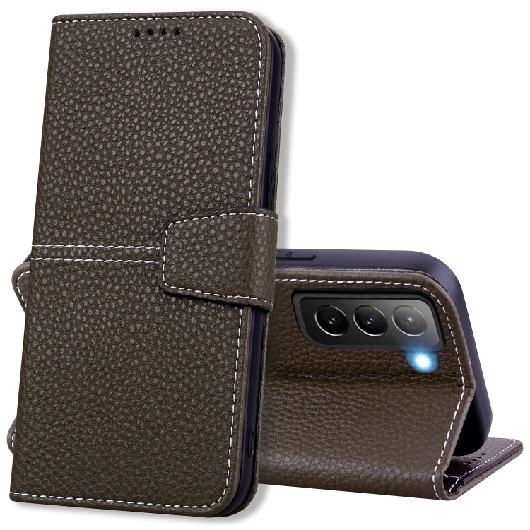 For Samsung Galaxy S21+ 5G Litchi RFID Leather Phone Case