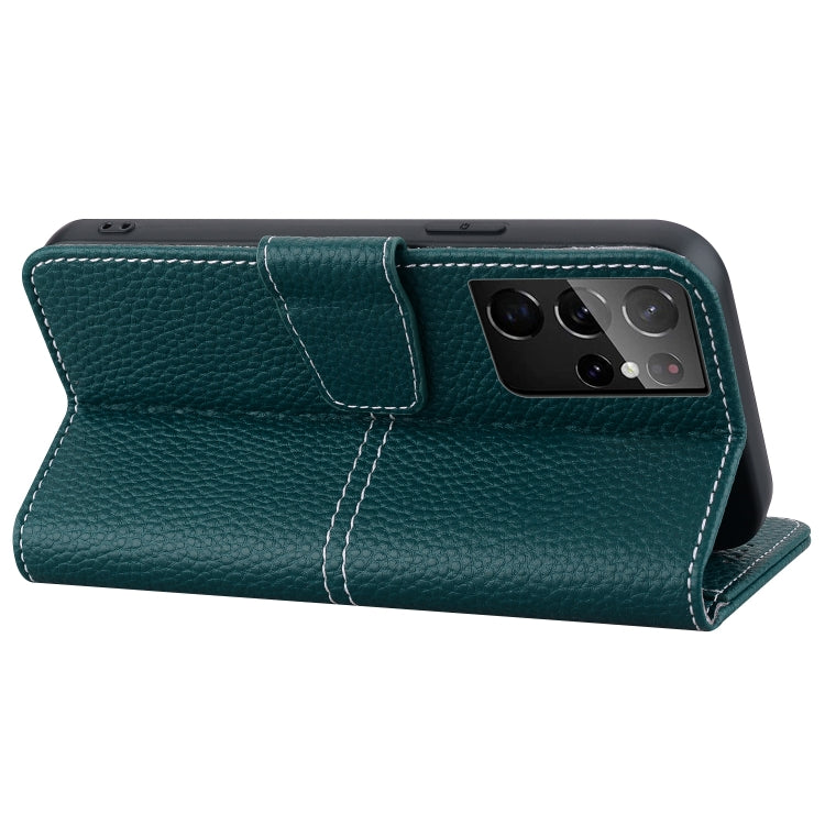 For Samsung Galaxy S21 Ultra 5G Litchi RFID Leather Phone Case