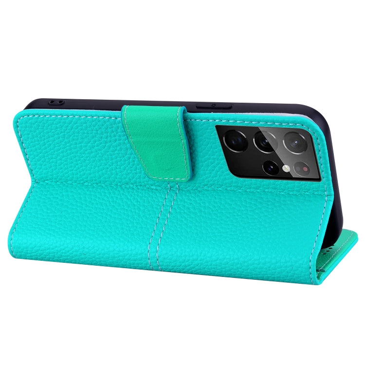 For Samsung Galaxy S21 Ultra 5G Litchi RFID Leather Phone Case