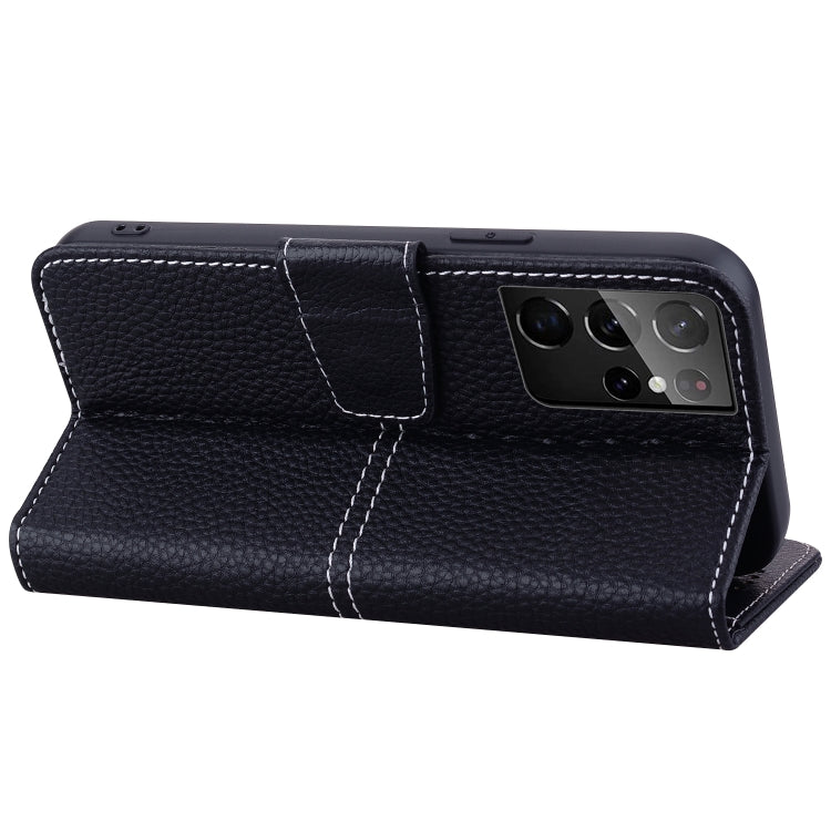 For Samsung Galaxy S21 Ultra 5G Litchi RFID Leather Phone Case