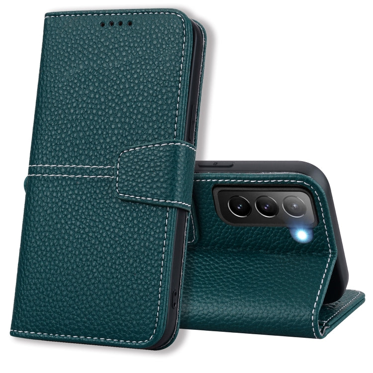 For Samsung Galaxy S22+ 5G Litchi RFID Leather Phone Case