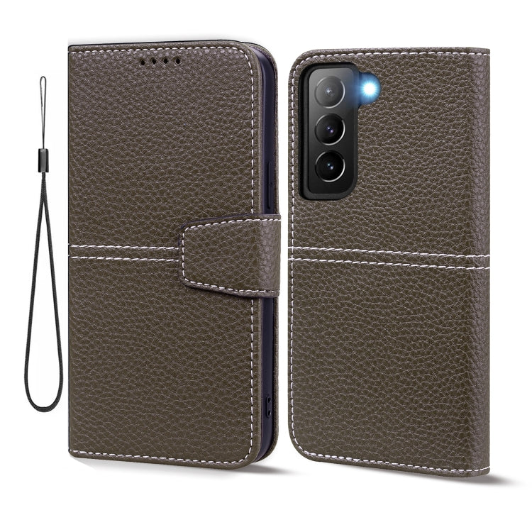 For Samsung Galaxy S22+ 5G Litchi RFID Leather Phone Case