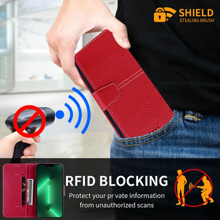 For Samsung Galaxy S22+ 5G Litchi RFID Leather Phone Case
