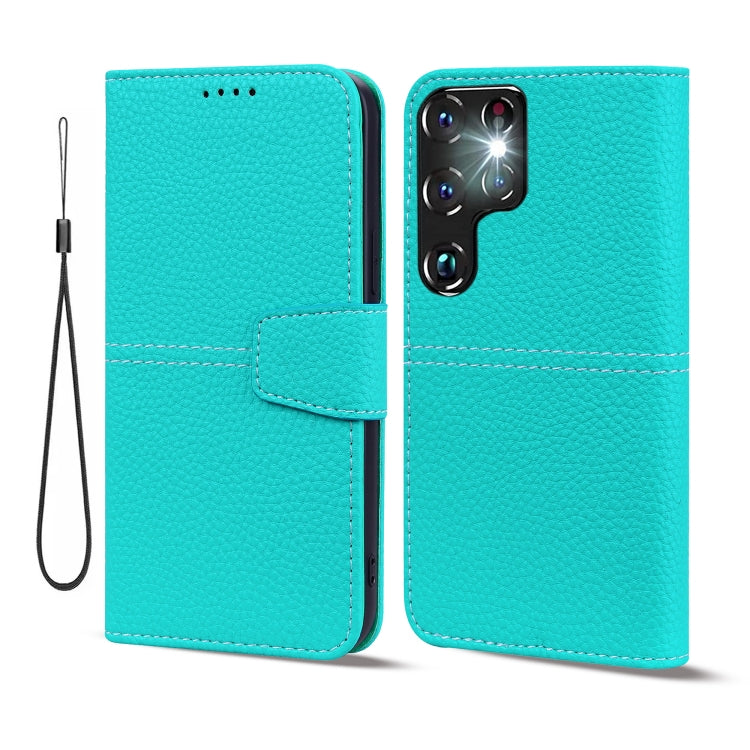 For Samsung Galaxy S22 Ultra 5G Litchi RFID Leather Phone Case