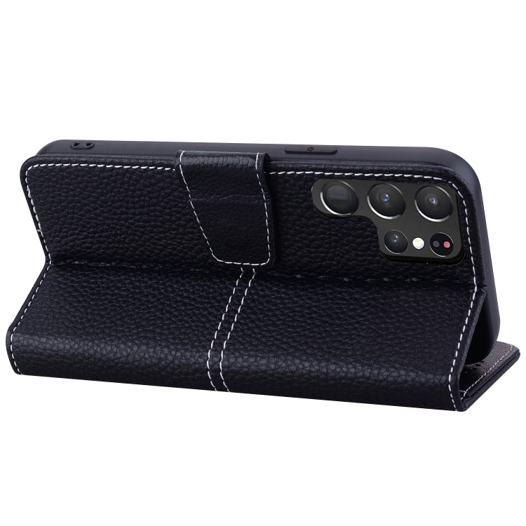 For Samsung Galaxy S22 Ultra 5G Litchi RFID Leather Phone Case