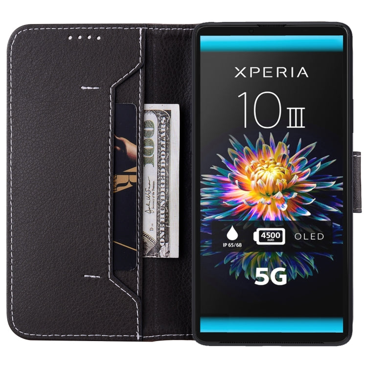 For Sony Xperia 10 III Litchi RFID Leather Phone Case