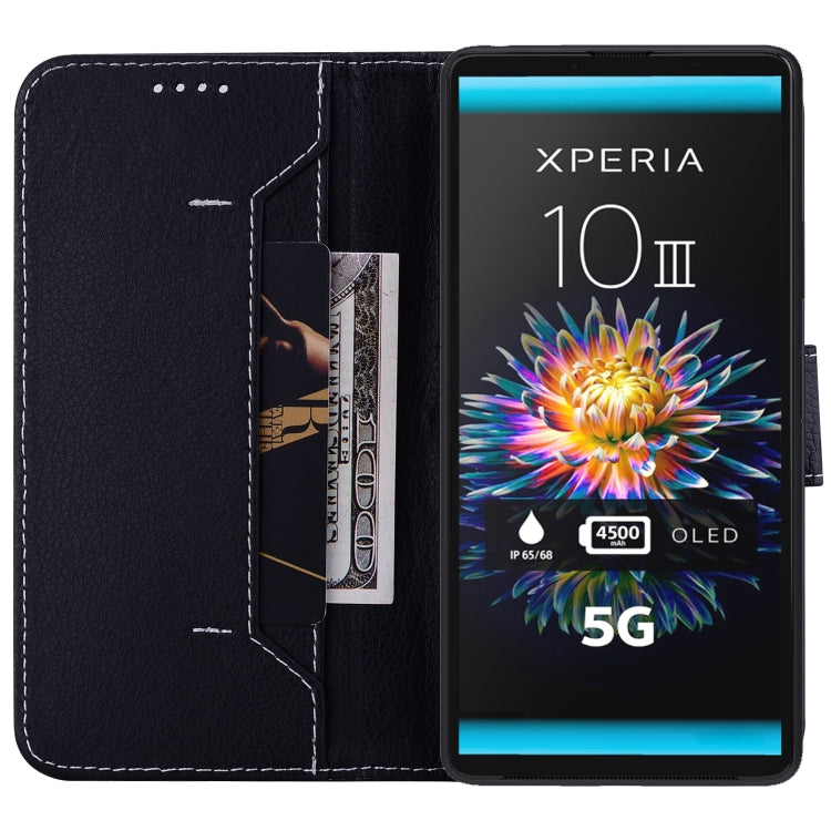 For Sony Xperia 10 III Litchi RFID Leather Phone Case