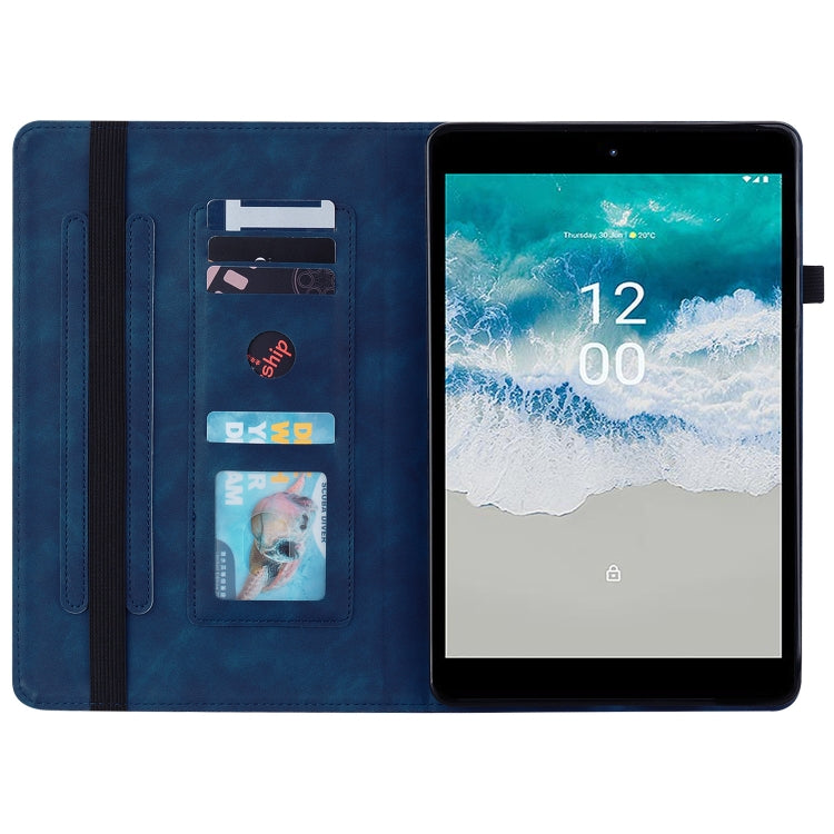 For Nokia T10 Skin Feel Solid Color Zipper Leather Tablet Case