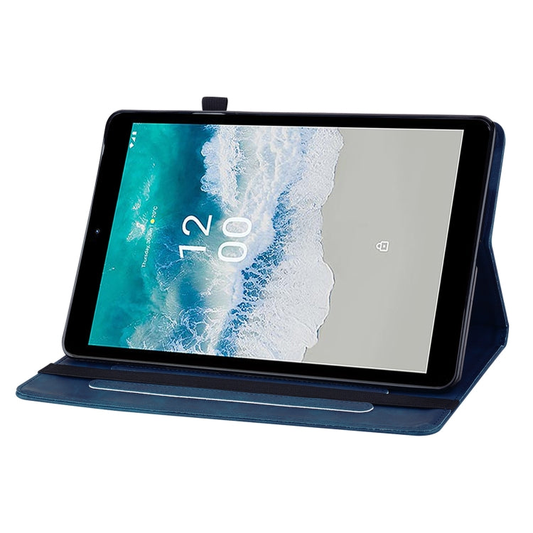 For Nokia T10 Skin Feel Solid Color Zipper Leather Tablet Case