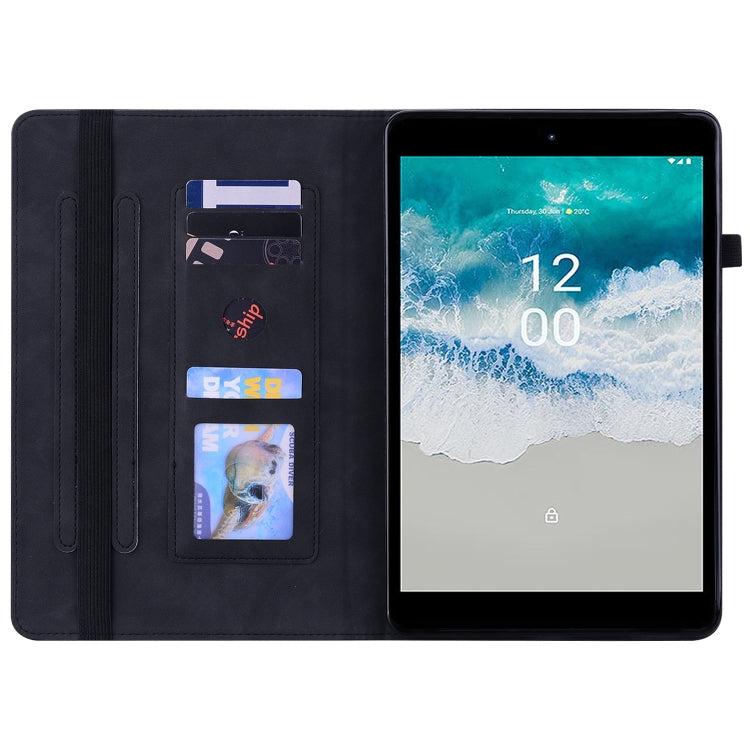 For Nokia T10 Skin Feel Solid Color Zipper Leather Tablet Case
