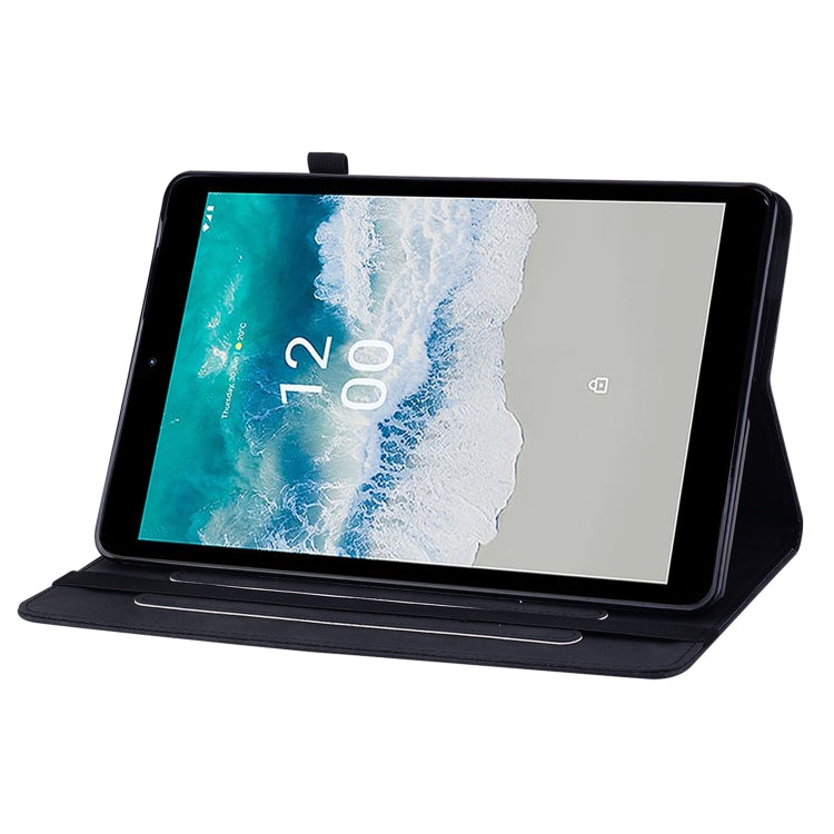 For Nokia T10 Skin Feel Solid Color Zipper Leather Tablet Case
