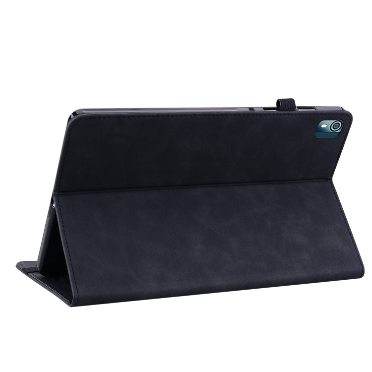 For Nokia T10 Skin Feel Solid Color Zipper Leather Tablet Case