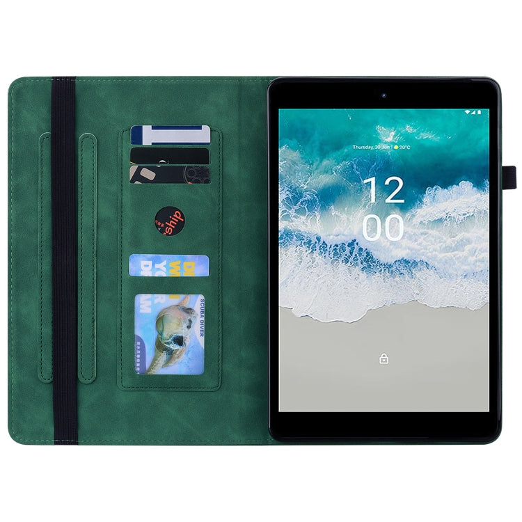 For Nokia T10 Skin Feel Solid Color Zipper Leather Tablet Case