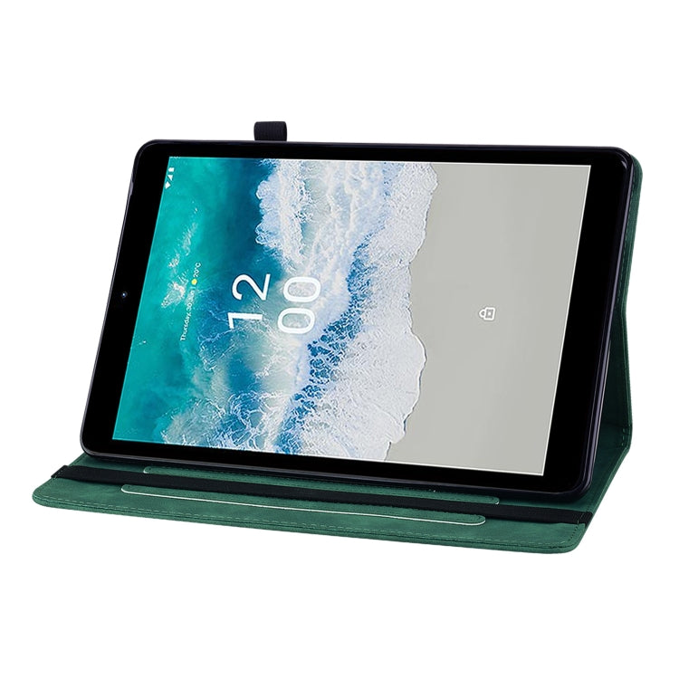 For Nokia T10 Skin Feel Solid Color Zipper Leather Tablet Case