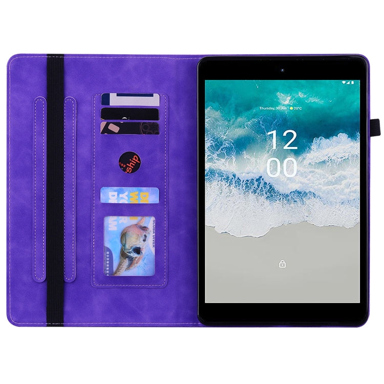 For Nokia T10 Skin Feel Solid Color Zipper Leather Tablet Case