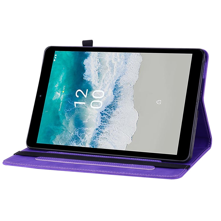For Nokia T10 Skin Feel Solid Color Zipper Leather Tablet Case