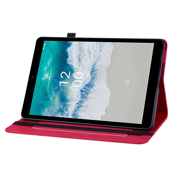 For Nokia T10 Skin Feel Solid Color Zipper Leather Tablet Case