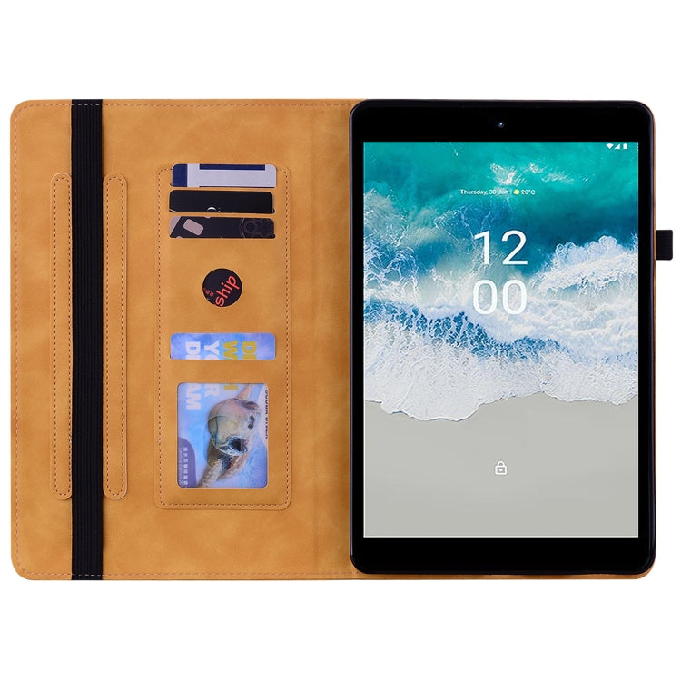 For Nokia T10 Skin Feel Solid Color Zipper Leather Tablet Case