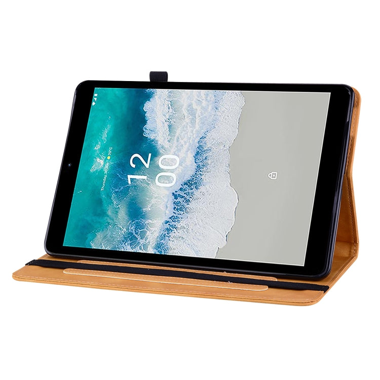 For Nokia T10 Skin Feel Solid Color Zipper Leather Tablet Case