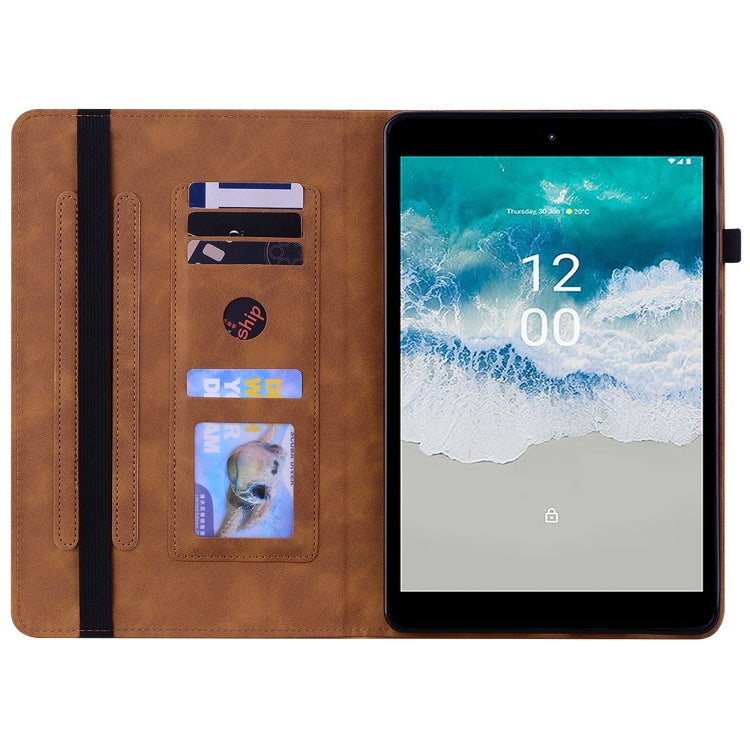 For Nokia T10 Skin Feel Solid Color Zipper Leather Tablet Case