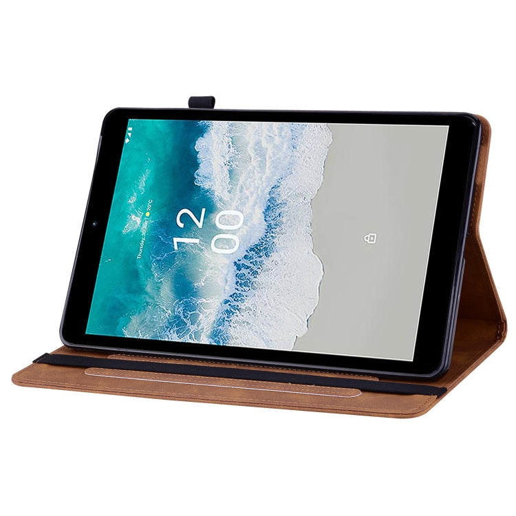 For Nokia T10 Skin Feel Solid Color Zipper Leather Tablet Case