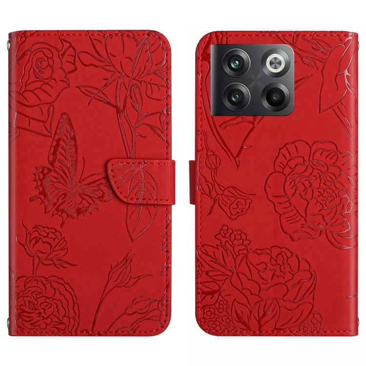 For OnePlus 10T / Ace Pro HT03 Skin Feel Butterfly Embossed Flip Leather Phone Case