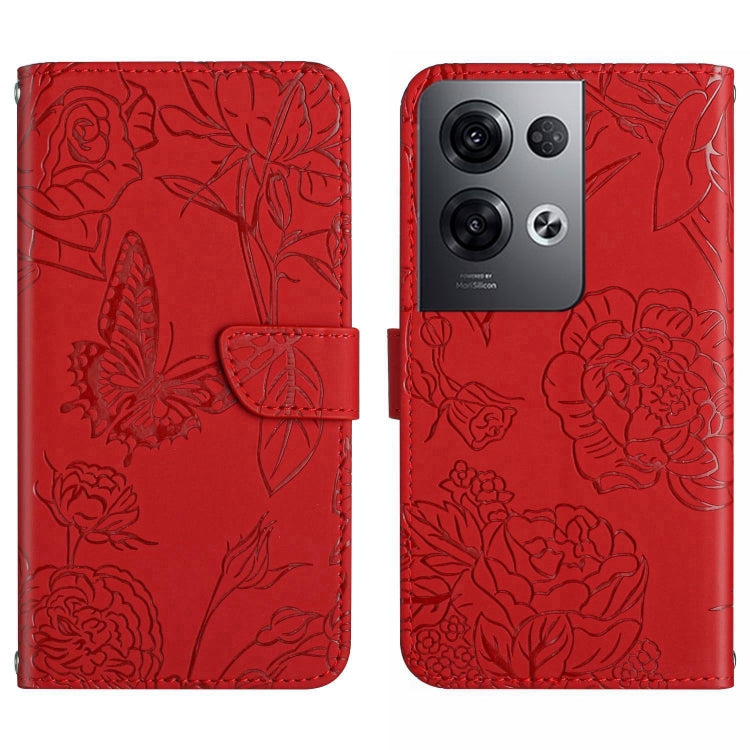 For OPPO Reno8 Pro+ / Reno8 Pro HT03 Skin Feel Butterfly Embossed Flip Leather Phone Case