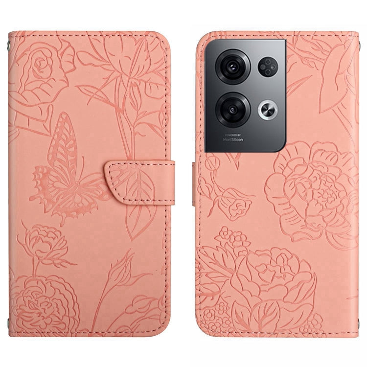 For OPPO Reno8 Pro+ / Reno8 Pro HT03 Skin Feel Butterfly Embossed Flip Leather Phone Case