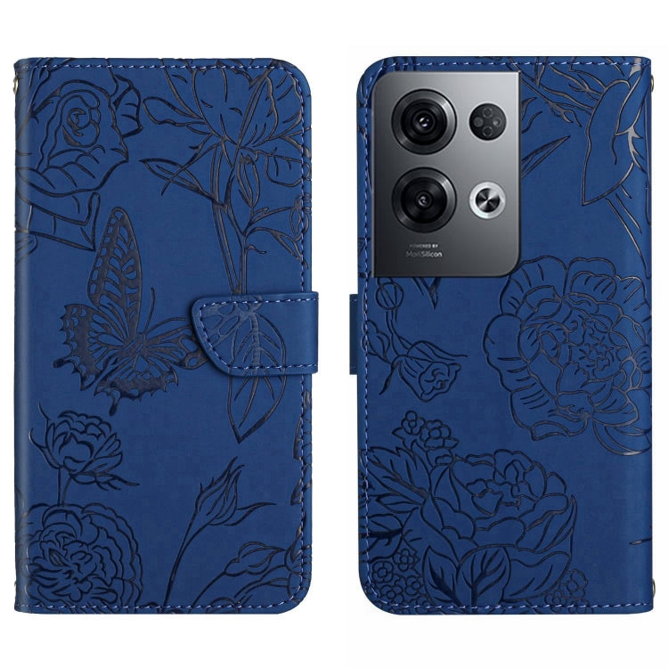 For OPPO Reno8 Pro+ / Reno8 Pro HT03 Skin Feel Butterfly Embossed Flip Leather Phone Case