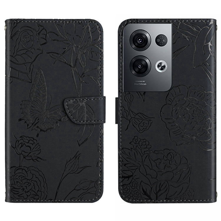 For OPPO Reno8 Pro+ / Reno8 Pro HT03 Skin Feel Butterfly Embossed Flip Leather Phone Case