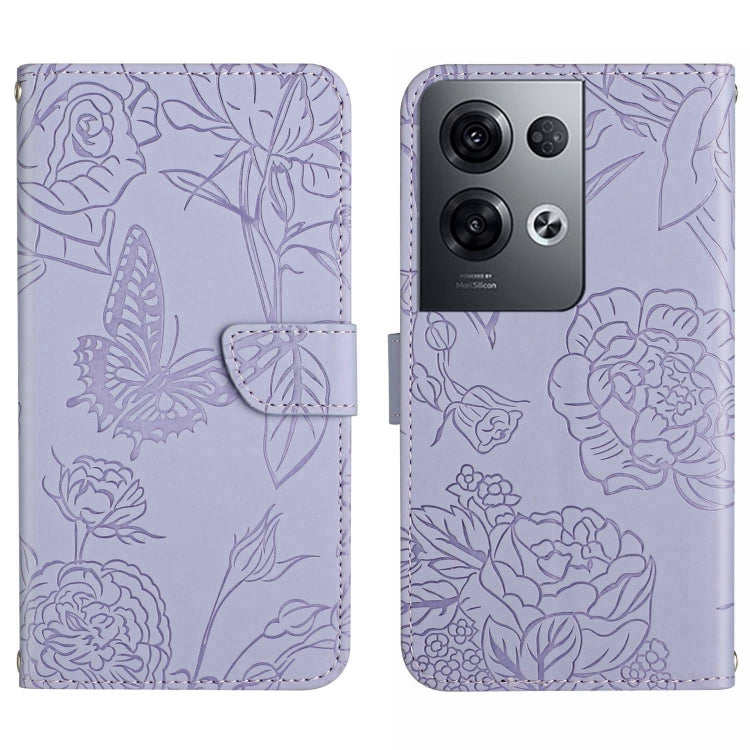 For OPPO Reno8 Pro+ / Reno8 Pro HT03 Skin Feel Butterfly Embossed Flip Leather Phone Case