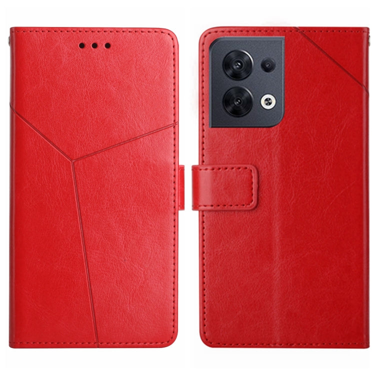 For OPPO Reno8 5G HT01 Y-shaped Pattern Flip Leather Phone Case