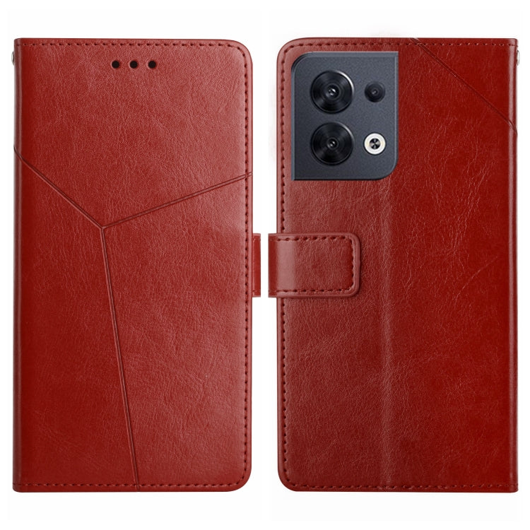 For OPPO Reno8 5G HT01 Y-shaped Pattern Flip Leather Phone Case