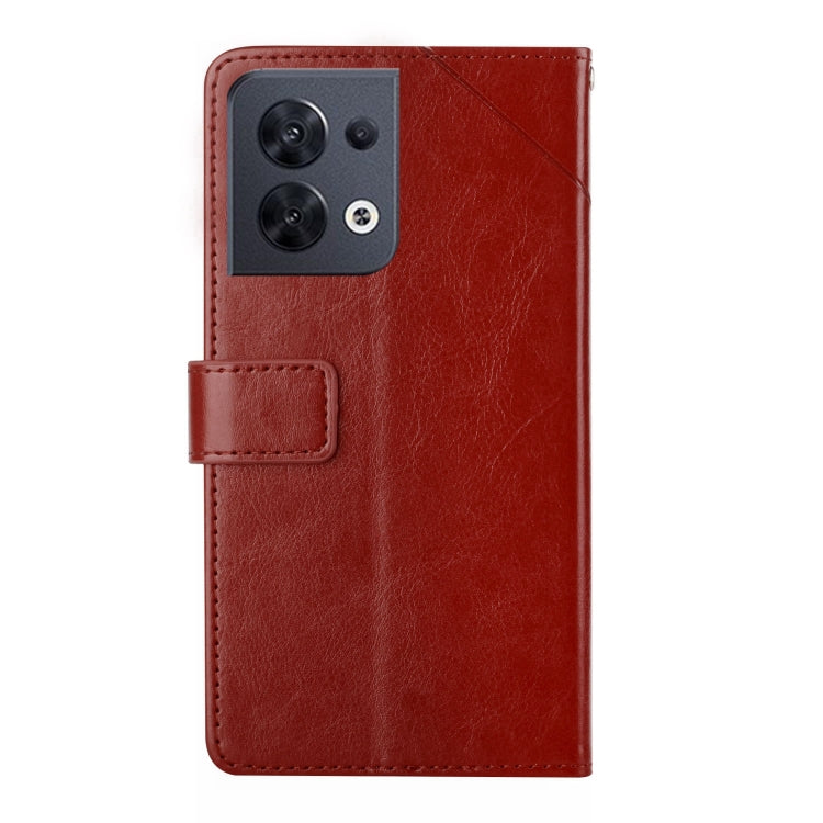 For OPPO Reno8 5G HT01 Y-shaped Pattern Flip Leather Phone Case