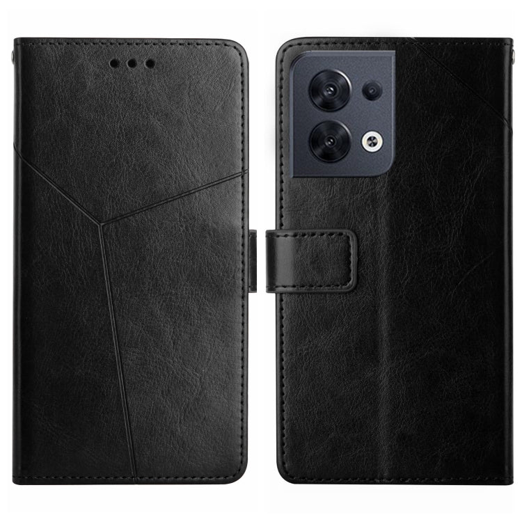 For OPPO Reno8 5G HT01 Y-shaped Pattern Flip Leather Phone Case