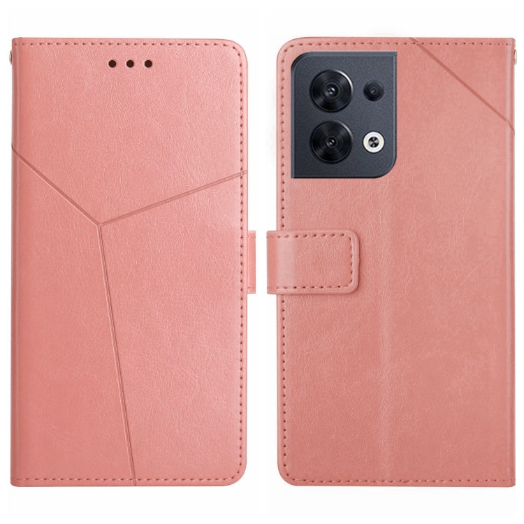 For OPPO Reno8 5G HT01 Y-shaped Pattern Flip Leather Phone Case