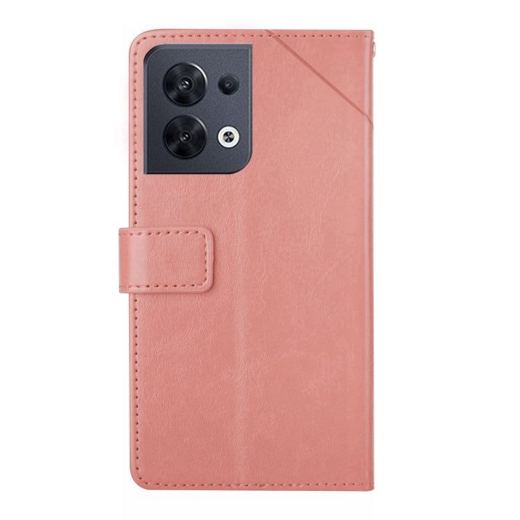 For OPPO Reno8 5G HT01 Y-shaped Pattern Flip Leather Phone Case