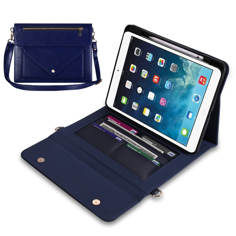 3-fold Zipper Leather Tablet Case Crossbody Pocket Bag For iPad mini 5 / 4 / 3 / 2 / 1
