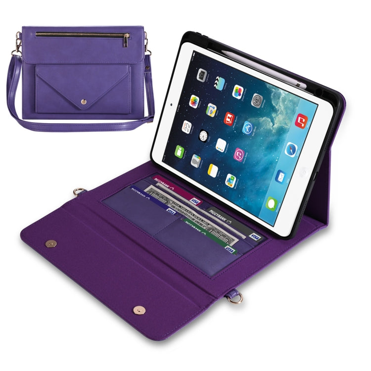3-fold Zipper Leather Tablet Case Crossbody Pocket Bag For iPad mini 5 / 4 / 3 / 2 / 1