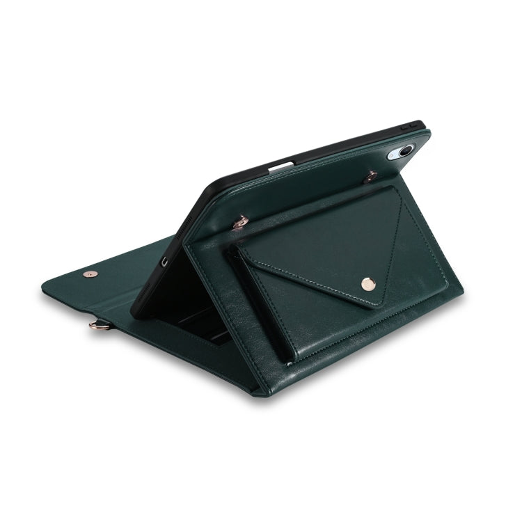 For iPad mini 6 3-fold Zipper Leather Tablet Case Crossbody Pocket Bag