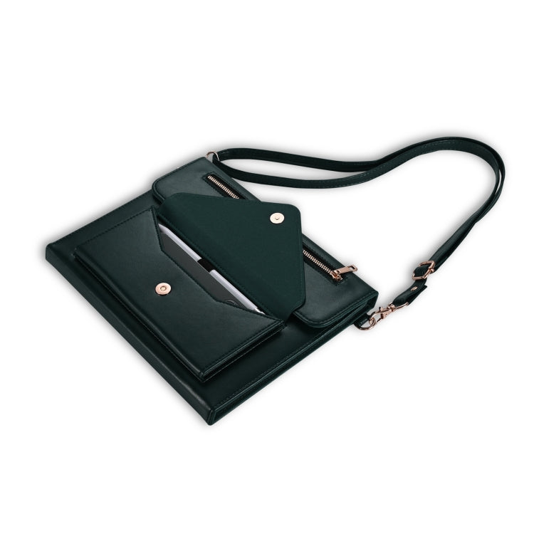 For iPad mini 6 3-fold Zipper Leather Tablet Case Crossbody Pocket Bag
