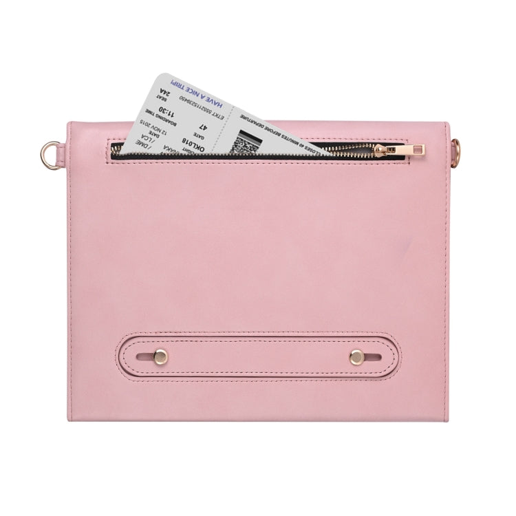 For iPad mini 6 3-fold Zipper Leather Tablet Case Crossbody Pocket Bag