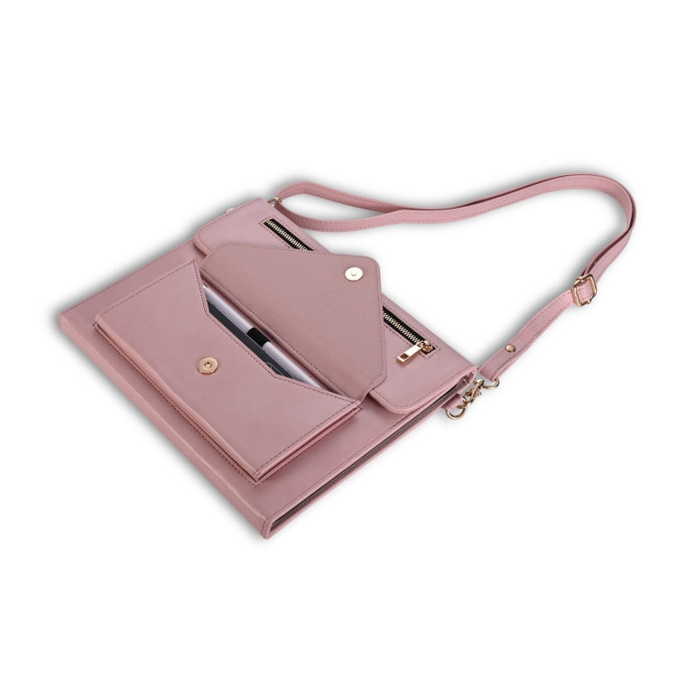 For iPad mini 6 3-fold Zipper Leather Tablet Case Crossbody Pocket Bag