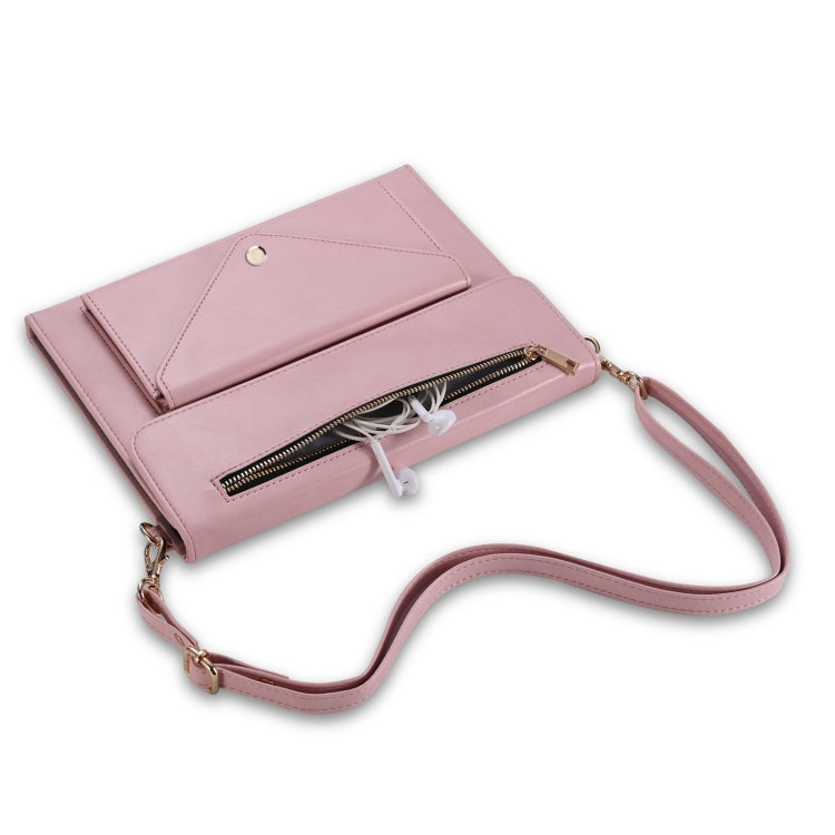For iPad mini 6 3-fold Zipper Leather Tablet Case Crossbody Pocket Bag
