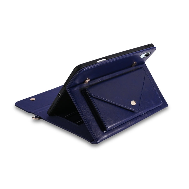 For iPad mini 6 3-fold Zipper Leather Tablet Case Crossbody Pocket Bag