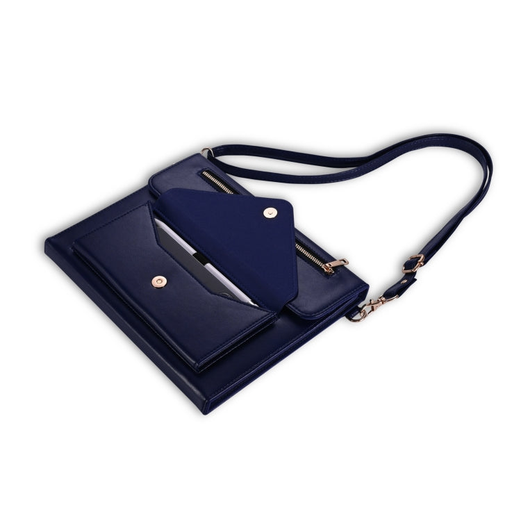 For iPad mini 6 3-fold Zipper Leather Tablet Case Crossbody Pocket Bag