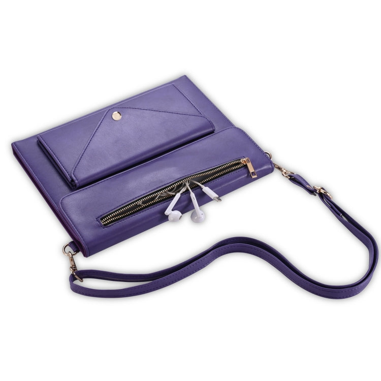 For iPad mini 6 3-fold Zipper Leather Tablet Case Crossbody Pocket Bag